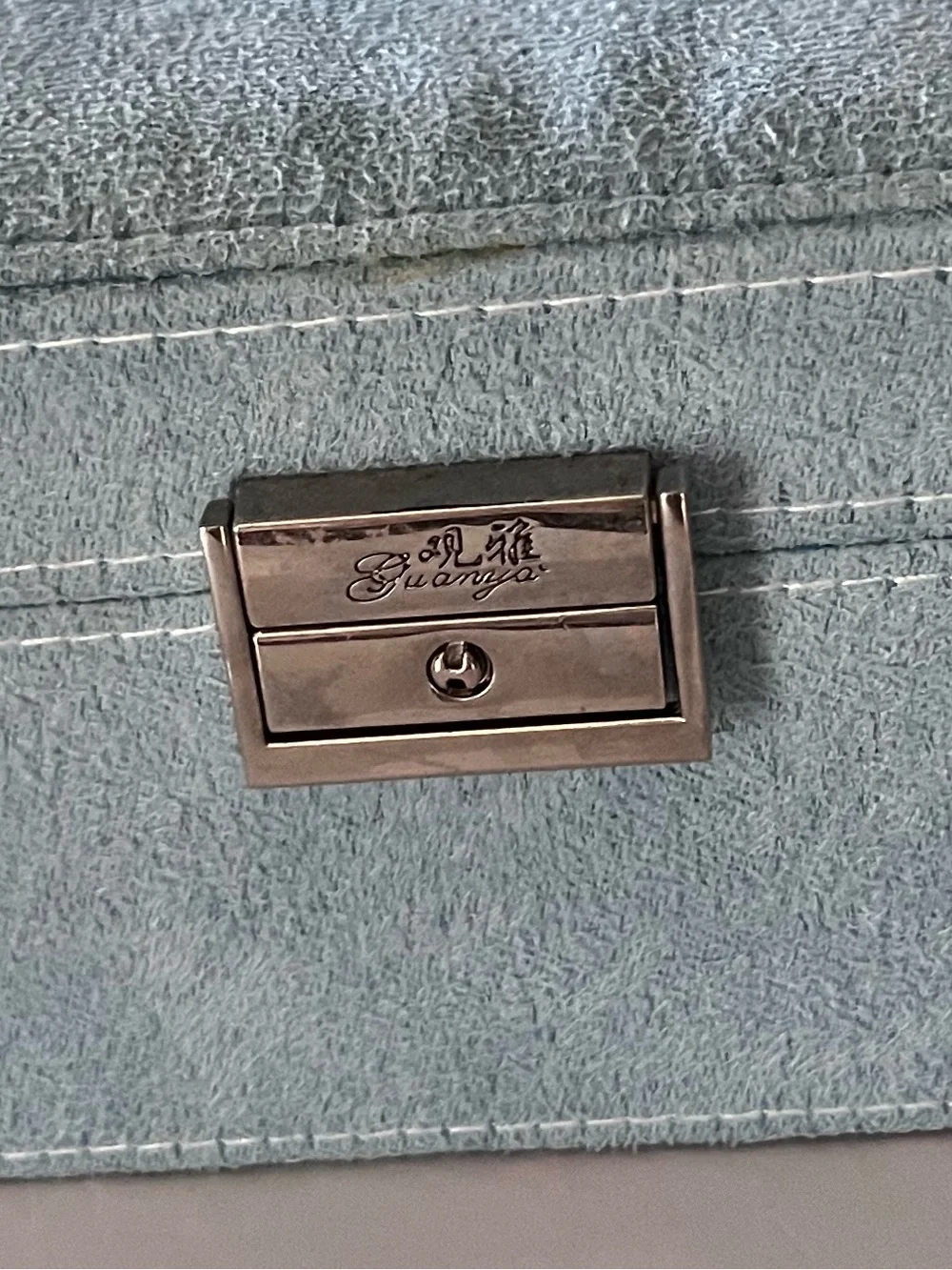 Light Blue Jewelry Organizer Box with Removable Tray and key by Guanya